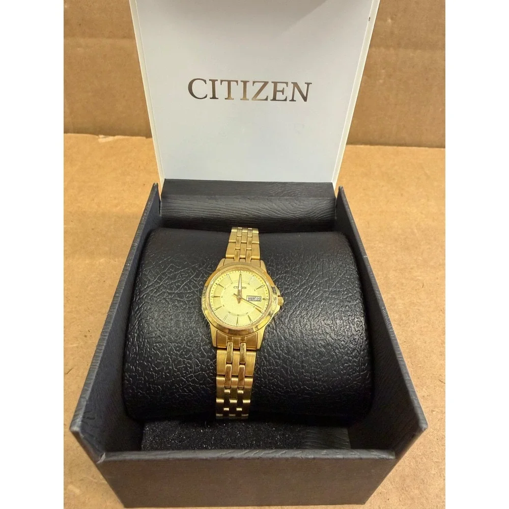 Citizen Women's Quartz Classic Gold Dial Wristwatch 1002-S097860 w/ Box